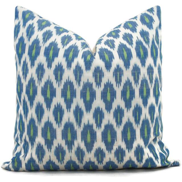 Schumacher Presidio Ikat Pillow Cover Blue Green Throw 20x20 & 26x26 Rts - image 1