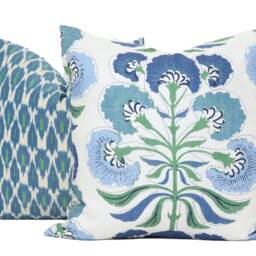 Schumacher Presidio Ikat Pillow Cover Blue Green Throw 20x20 & 26x26 Rts - thumbnail 3