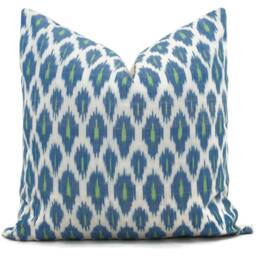 Schumacher Presidio Ikat Pillow Cover Blue Green Throw 20x20 & 26x26 Rts - thumbnail 1