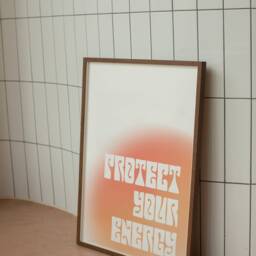 Protect Your Energy Print - Aura Gradient, Gradient Energy, Manifest Print, Universe Art, Psychedelic 70S Retro Bright, Typography - thumbnail 3