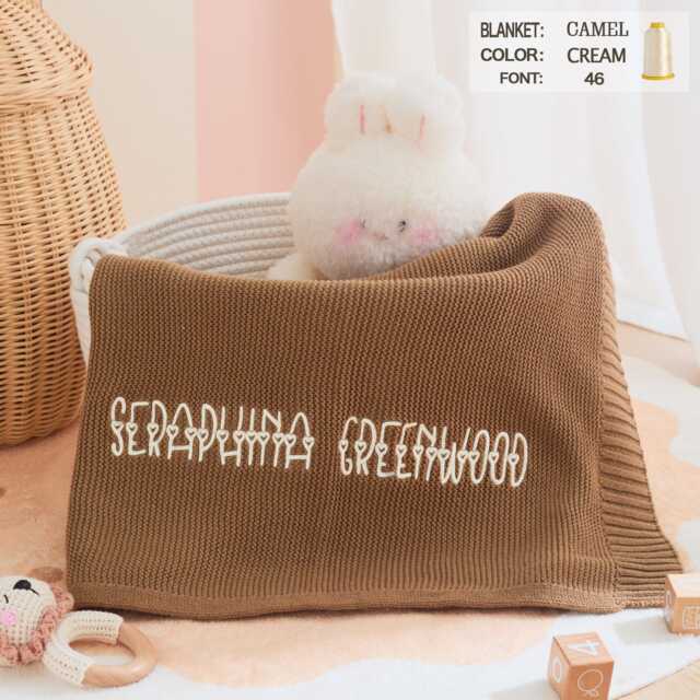 Personalized Cotton Baby Blanket Embroidered Font Choice Newborn Shower Gift - image 1