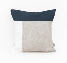 Geometric Cushions Covers Navy Linen Color Block Pillow Cover, & Beige Throw Case 20x20 Luxury Cushion Nautical Nursery Decor