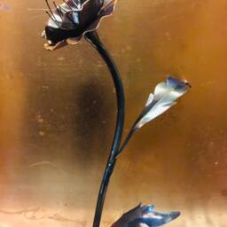 Hand Forged Copper Poppy, Remembrance Day, Fine Art, Table Decoration, Garden Sculpture - thumbnail 3
