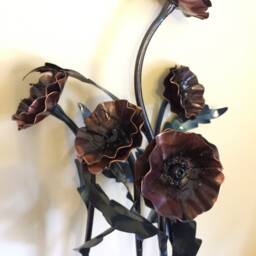 Hand Forged Copper Poppy, Remembrance Day, Fine Art, Table Decoration, Garden Sculpture - thumbnail 2
