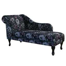 Large Purple Flowe Chaise Longue - Velvet Indoor Lounger Handmade in Britain - thumbnail 2