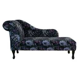Large Purple Flowe Chaise Longue - Velvet Indoor Lounger Handmade in Britain - thumbnail 3
