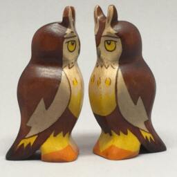Toy Owl Wooden Brown White Yellow Orange Size 3, 0 X 6, 5 2, 0 cm - Bxhxs Approx. 14, 5 Gr - thumbnail 3