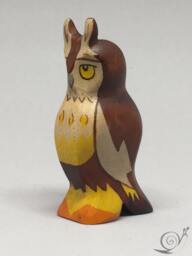 Toy Owl Wooden Brown White Yellow Orange Size 3, 0 X 6, 5 2, 0 cm - Bxhxs Approx. 14, 5 Gr