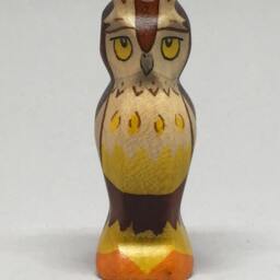 Toy Owl Wooden Brown White Yellow Orange Size 3, 0 X 6, 5 2, 0 cm - Bxhxs Approx. 14, 5 Gr - thumbnail 4