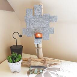 Driftwood & Zinc Tealight Holder, Industrial Style, Wooden Decorative Object, Gift For The Home, Natural Wood Holder - thumbnail 4