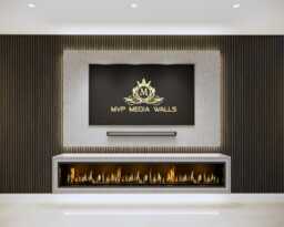 Media Wall Package - 2M Unit Acoustic Panels Electric Fire Tv Panel Led Lights