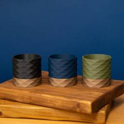 Indoor Plant Pot Navy Blue, Olive Green, Black & Gold, Planter - thumbnail 4