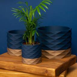 Indoor Plant Pot Navy Blue, Olive Green, Black & Gold, Planter - thumbnail 2