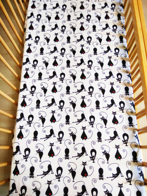 Black Cats Cotton Crib Bedding Set, Cat Lover Gift - image 1