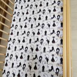Black Cats Cotton Crib Bedding Set, Cat Lover Gift - thumbnail 3