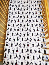 Black Cats Cotton Crib Bedding Set, Cat Lover Gift - thumbnail 1