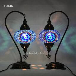 Pair Of Swan Neck Mosaic Table Lamp, Large Globe, Id150 - thumbnail 3