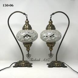 Pair Of Swan Neck Mosaic Table Lamp, Large Globe, Id150 - thumbnail 2