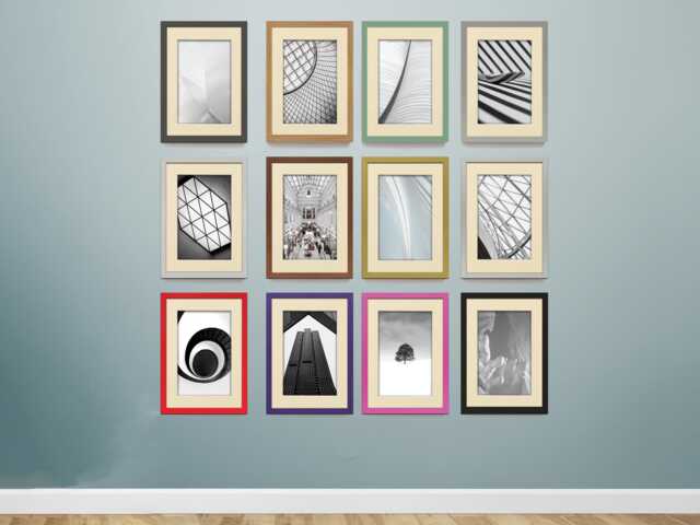 A2, A3, A4, A5, Thin Photo Frame Black Picture Frames Poster With Mount Rainbow Colors Handmade Wall Art - Portrait & Landscape - image 1