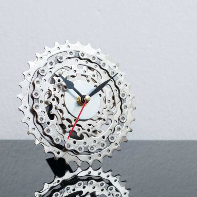 Bike Sprockets Desk Clock Recycled Metal Cyclist Gift - image 1