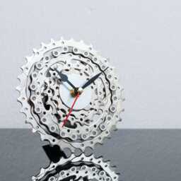 Bike Sprockets Desk Clock Recycled Metal Cyclist Gift - thumbnail 1