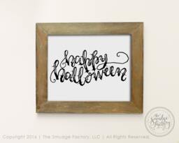 Hand Lettered Happy Halloween Print, Diy Wall Art - Digital File - thumbnail 1