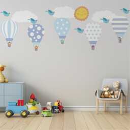 Boys Wall Decals Hot Air Balloons Jungle Animals, Baby Decals, Nursery Decal, Stickers, Murals, Decor - thumbnail 1