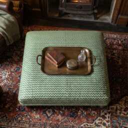 Linwood Tango Weaves Bolero Fabric Upholstered Footstool Ottoman - Wooden Legs, 90x90x37cm - thumbnail 3