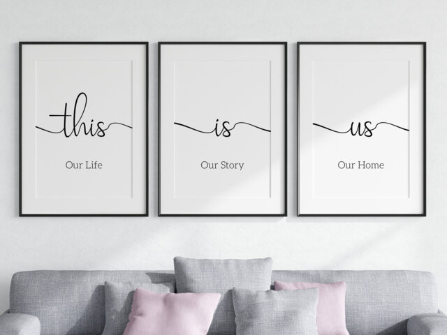 This Is Us Quote, Set Of 3 Unframed Wall Print, Family Home Decor, New Gift, Black & White Art, Living Room Couple - image 1