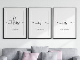 This Is Us Quote, Set Of 3 Unframed Wall Print, Family Home Decor, New Gift, Black & White Art, Living Room Couple - thumbnail 1