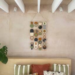 Geometric Wood Wall Hanging - Mid-Century Modern Home Decor - thumbnail 2