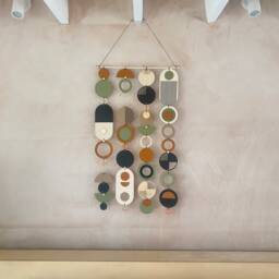 Geometric Wood Wall Hanging - Mid-Century Modern Home Decor