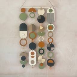 Geometric Wood Wall Hanging - Mid-Century Modern Home Decor - thumbnail 4