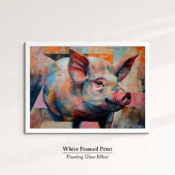 Pig Abstract Pastel Oil Painting Framed Print & Canvas Large Luxury Animal Wall Art Poster Home Decor Interior Lover Gifts - thumbnail 3