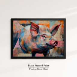 Pig Abstract Pastel Oil Painting Framed Print & Canvas Large Luxury Animal Wall Art Poster Home Decor Interior Lover Gifts - thumbnail 2