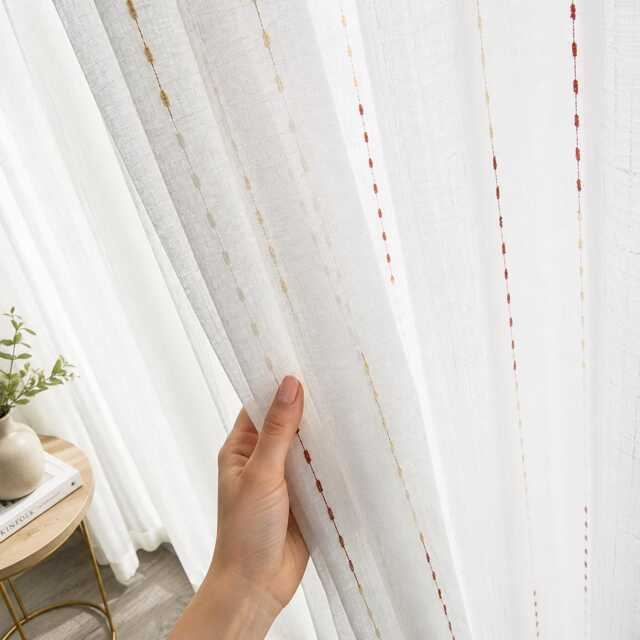 Custom Curtains Colours Stripe Net Sheer Voile Curtain For Bedroom Living Room - image 1