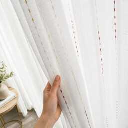 Custom Curtains Colours Stripe Net Sheer Voile Curtain For Bedroom Living Room - thumbnail 1