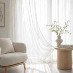 Custom Curtains Colours Stripe Net Sheer Voile Curtain For Bedroom Living Room - thumbnail 3