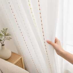 Custom Curtains Colours Stripe Net Sheer Voile Curtain For Bedroom Living Room - thumbnail 2