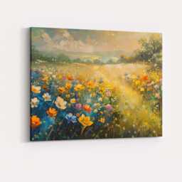 Golden Summer Wildflower Meadow Impressionist Landscape Painting Canvas Wall Art Print Decor Picture Ready To Hang - thumbnail 4