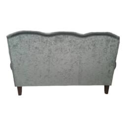Wing Back Queen Anne Sofa Plush Grey Fabric, Solid Wood Legs - thumbnail 2