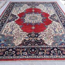 Medallion Serapi Rug 6'7x9'3 Ft Turkish Heriz Design Afghan Handmade Fine Quality Wool Oriental Rug, Turkmen Tribal Living Room - thumbnail 3