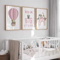 Safari Nursery Prints Set Rainbow, Hot Air Balloon, Dream Big - thumbnail 3