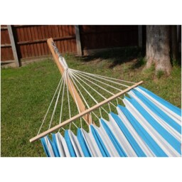 Outdoor Garden Hammock With Fsc Mango Wood Stand, St Ives Blue - thumbnail 3