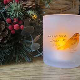 Actual Handwriting, Real Handwriting Keepsake, Personalised Candle Holder, Remembrance Present, Condolence - thumbnail 3