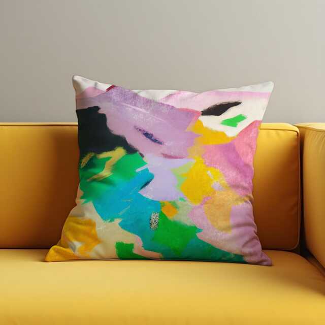 Colour Splash Cushion Cover, Bold Abstract Pillowcase, Rainbow Brushstroke Throw Pillow 18x18 - image 1