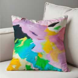 Colour Splash Cushion Cover, Bold Abstract Pillowcase, Rainbow Brushstroke Throw Pillow 18x18 - thumbnail 4