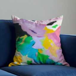 Colour Splash Cushion Cover, Bold Abstract Pillowcase, Rainbow Brushstroke Throw Pillow 18x18 - thumbnail 3