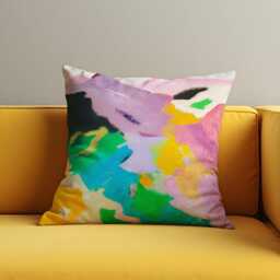 Colour Splash Cushion Cover, Bold Abstract Pillowcase, Rainbow Brushstroke Throw Pillow 18x18 - thumbnail 1