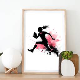 Rugby Girl Print - Set Of 3 Pink Room Posters - Bedroom Decor Women Wall Art Gifts - thumbnail 2